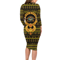 Egyptian God of The Sun Eye of Ra Long Sleeve Bodycon Dress - Wonder Print Shop