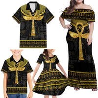 The Ankh Egyptian Hieroglyphs Family Matching Off Shoulder Maxi Dress and Hawaiian Shirt LT9 - Wonder Print Shop