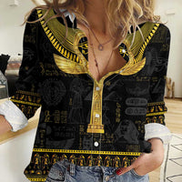 The Ankh Egyptian Hieroglyphs Women Casual Shirt - Wonder Print Shop