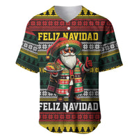 Mexican Santa Sombrero Baseball Jersey Feliz Navidad Mexico - Wonder Print Shop