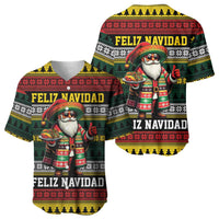 Mexican Santa Sombrero Baseball Jersey Feliz Navidad Mexico - Wonder Print Shop