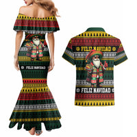 Mexican Santa Sombrero Couples Matching Mermaid Dress and Hawaiian Shirt Feliz Navidad Mexico - Wonder Print Shop