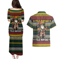 Mexican Santa Sombrero Couples Matching Puletasi and Hawaiian Shirt Feliz Navidad Mexico - Wonder Print Shop