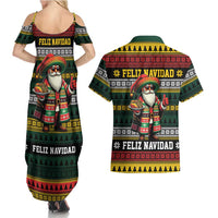 Mexican Santa Sombrero Couples Matching Summer Maxi Dress and Hawaiian Shirt Feliz Navidad Mexico - Wonder Print Shop