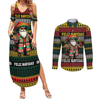 Mexican Santa Sombrero Couples Matching Summer Maxi Dress and Long Sleeve Button Shirt Feliz Navidad Mexico - Wonder Print Shop