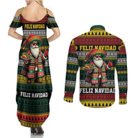 Mexican Santa Sombrero Couples Matching Summer Maxi Dress and Long Sleeve Button Shirt Feliz Navidad Mexico - Wonder Print Shop