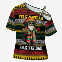 Mexican Santa Sombrero Cross Shoulder Shirt Feliz Navidad Mexico - Wonder Print Shop