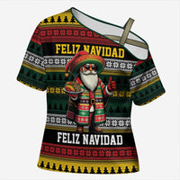 Mexican Santa Sombrero Cross Shoulder Shirt Feliz Navidad Mexico - Wonder Print Shop