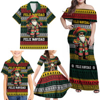 Mexican Santa Sombrero Family Matching Off Shoulder Maxi Dress and Hawaiian Shirt Feliz Navidad Mexico - Wonder Print Shop