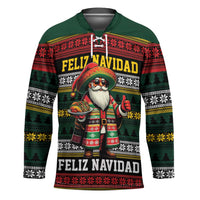Mexican Santa Sombrero Hockey Jersey Feliz Navidad Mexico - Wonder Print Shop