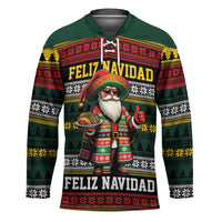 Mexican Santa Sombrero Hockey Jersey Feliz Navidad Mexico - Wonder Print Shop