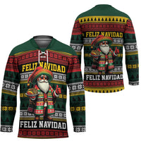 Mexican Santa Sombrero Hockey Jersey Feliz Navidad Mexico - Wonder Print Shop