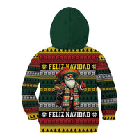 Mexican Santa Sombrero Kid Hoodie Feliz Navidad Mexico - Wonder Print Shop