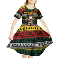 Mexican Santa Sombrero Kid Short Sleeve Dress Feliz Navidad Mexico - Wonder Print Shop