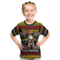 Mexican Santa Sombrero Kid T Shirt Feliz Navidad Mexico - Wonder Print Shop