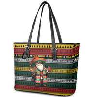 Mexican Santa Sombrero Leather Tote Bag Feliz Navidad Mexico - Wonder Print Shop