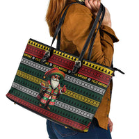Mexican Santa Sombrero Leather Tote Bag Feliz Navidad Mexico - Wonder Print Shop