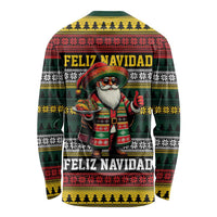 Mexican Santa Sombrero Long Sleeve Shirt Feliz Navidad Mexico - Wonder Print Shop