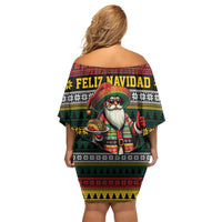 Mexican Santa Sombrero Off Shoulder Short Dress Feliz Navidad Mexico - Wonder Print Shop