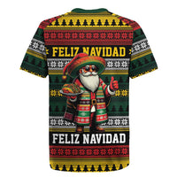 Mexican Santa Sombrero Rugby Jersey Feliz Navidad Mexico - Wonder Print Shop