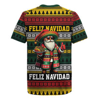 Mexican Santa Sombrero Rugby Jersey Feliz Navidad Mexico - Wonder Print Shop