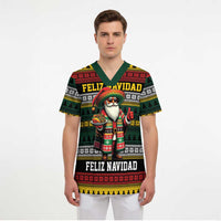 Mexican Santa Sombrero Scrub Top Feliz Navidad Mexico - Wonder Print Shop