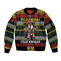Mexican Santa Sombrero Sleeve Zip Bomber Jacket Feliz Navidad Mexico - Wonder Print Shop
