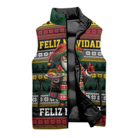 Mexican Santa Sombrero Sleeveless Puffer Jacket Feliz Navidad Mexico - Wonder Print Shop