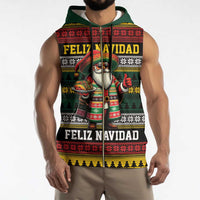 Mexican Santa Sombrero Sleeveless Zip Hoodie Feliz Navidad Mexico - Wonder Print Shop
