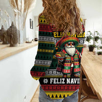 Mexican Santa Sombrero Women Casual Shirt Feliz Navidad Mexico - Wonder Print Shop