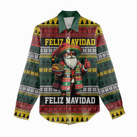 Mexican Santa Sombrero Women Casual Shirt Feliz Navidad Mexico - Wonder Print Shop