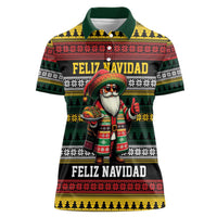 Mexican Santa Sombrero Women Polo Shirt Feliz Navidad Mexico - Wonder Print Shop