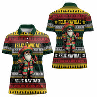 Mexican Santa Sombrero Women Polo Shirt Feliz Navidad Mexico - Wonder Print Shop