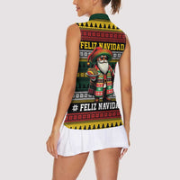 Mexican Santa Sombrero Women Sleeveless Polo Shirt Feliz Navidad Mexico - Wonder Print Shop