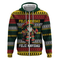 Mexican Santa Sombrero Zip Hoodie Feliz Navidad Mexico - Wonder Print Shop