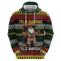 Mexican Santa Sombrero Zip Hoodie Feliz Navidad Mexico - Wonder Print Shop