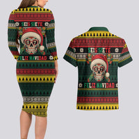 Mexican SEIS Siete 67 Meme Couples Matching Long Sleeve Bodycon Dress and Hawaiian Shirt Feliz Navidad Mexico - Wonder Print Shop