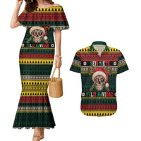 Mexican SEIS Siete 67 Meme Couples Matching Mermaid Dress and Hawaiian Shirt Feliz Navidad Mexico - Wonder Print Shop