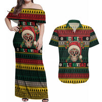 Mexican SEIS Siete 67 Meme Couples Matching Off Shoulder Maxi Dress and Hawaiian Shirt Feliz Navidad Mexico - Wonder Print Shop