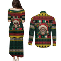 Mexican SEIS Siete 67 Meme Couples Matching Puletasi and Long Sleeve Button Shirt Feliz Navidad Mexico - Wonder Print Shop
