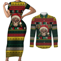 Mexican SEIS Siete 67 Meme Couples Matching Short Sleeve Bodycon Dress and Long Sleeve Button Shirt Feliz Navidad Mexico - Wonder Print Shop