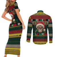 Mexican SEIS Siete 67 Meme Couples Matching Short Sleeve Bodycon Dress and Long Sleeve Button Shirt Feliz Navidad Mexico - Wonder Print Shop