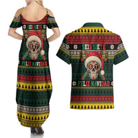 Mexican SEIS Siete 67 Meme Couples Matching Summer Maxi Dress and Hawaiian Shirt Feliz Navidad Mexico - Wonder Print Shop