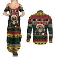 Mexican SEIS Siete 67 Meme Couples Matching Summer Maxi Dress and Long Sleeve Button Shirt Feliz Navidad Mexico - Wonder Print Shop