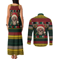 Mexican SEIS Siete 67 Meme Couples Matching Tank Maxi Dress and Long Sleeve Button Shirt Feliz Navidad Mexico - Wonder Print Shop