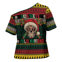 Mexican SEIS Siete 67 Meme Cross Shoulder Shirt Feliz Navidad Mexico - Wonder Print Shop