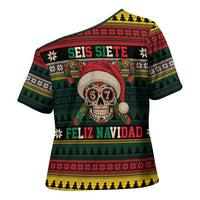 Mexican SEIS Siete 67 Meme Cross Shoulder Shirt Feliz Navidad Mexico - Wonder Print Shop