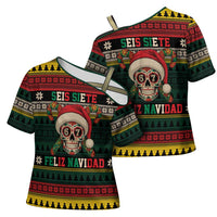 Mexican SEIS Siete 67 Meme Cross Shoulder Shirt Feliz Navidad Mexico - Wonder Print Shop