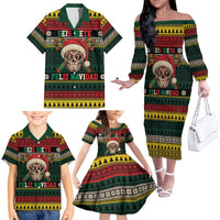 Mexican SEIS Siete 67 Meme Family Matching Off The Shoulder Long Sleeve Dress and Hawaiian Shirt Feliz Navidad Mexico - Wonder Print Shop