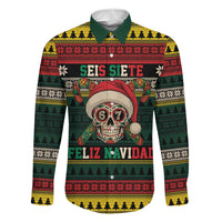 Mexican SEIS Siete 67 Meme Family Matching Off The Shoulder Long Sleeve Dress and Hawaiian Shirt Feliz Navidad Mexico - Wonder Print Shop